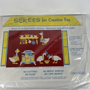 NIP 1987 Vintage STIK-EES COUNTRY GEESE‎  WINDOW CLINGS Cottagecore Grandmacore